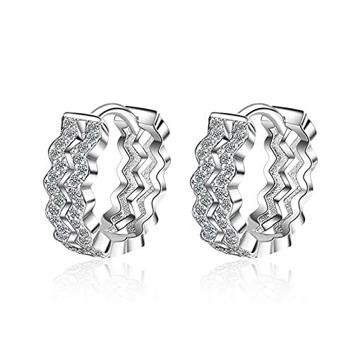 Cusstally Kreativer Schmuck Ohrringe 925 Sterling Silber doppelt gewellt Ohrring Jacken Strass handgefertigt einfache geometrische Ohrschmuck for Frauen Geschenk (Size : ORO) von Cusstally