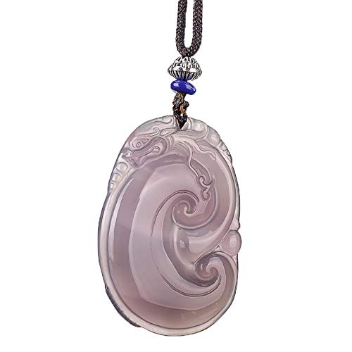 Cusstally Lila Chalcedon-Jade-Halsketten-Anhänger, handgeschnitzter Glückssegen-Halsketten-Anhänger, feiner Schmuck von Cusstally