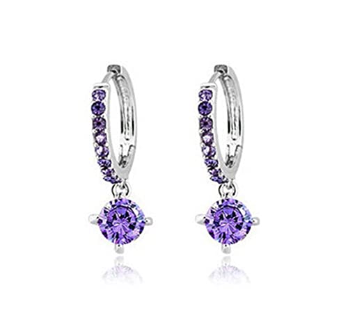 Cusstally Modeschmuck Baumelnde Ohrringe for Mädchen Legierungsplattierung Innen-Außen Diamant Geometrisch Modegeschenke Statement Festival (Color : Purple) von Cusstally