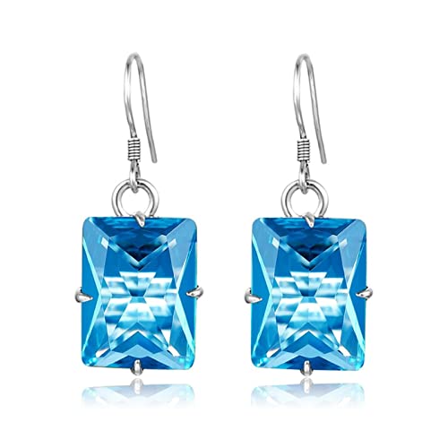 Cusstally Modeschmuck Damen Ohrringe Blauer Topas Silber 925 Vintage Ohrringe Edelstein Vierkant Form Feiner Schmuck Ohrringe Ohrstecker Set von Cusstally