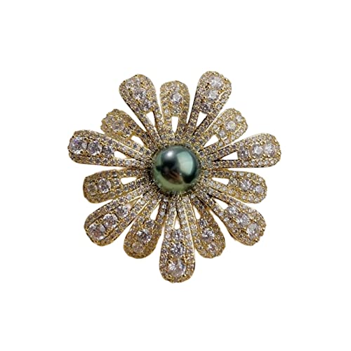 Cusstally Natürliche Seeperlen-Brosche for Damen Runde Perle 7-8 mm Schmuck for Damen-Brosche Schmuck Geschenk von Cusstally