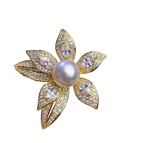 Cusstally Natürliche weiße Süßwasserperlenbrosche for Damen Runde Perle 11-12 mm Schmuckbrosche Schmuck Geschenk von Cusstally