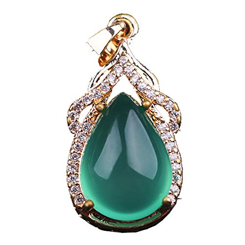 Cusstally Natürlicher Eischalzedon 925 Silber Jade Anhänger Achat Tropfen Halskette Schmuck von Cusstally