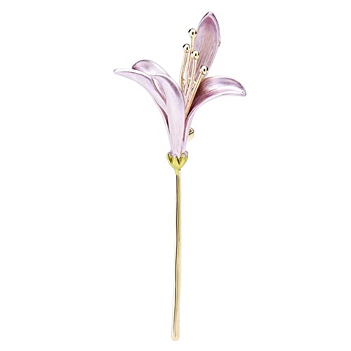 Cusstally Niedliches Brosche-Abzeichen-Geschenk for Jungen-Mädchen-Emaille-Lilie-Blumen-Frauen-ES-Rosa-Blau-Hochzeits-Party-beiläufige Büro-Anstecknadeln Schmuck Geschenk (Color : Pink) von Cusstally