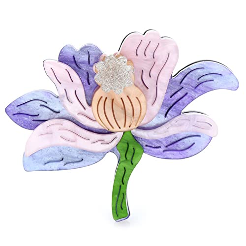 Cusstally Niedliches Brosche-Abzeichen-Geschenk for Jungen-Mädchen-große Acryl-Blume ES for Frauen-Unisex Lila Schönheits-Büro-Hochzeits-Anstecknadel Schmuck Geschenk von Cusstally
