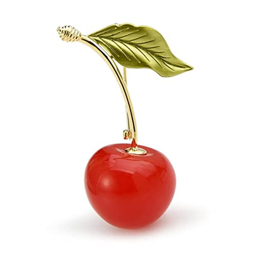 Cusstally Pins Broschen for Röcke Pullover Schal Revers Hut Kirsche ES for Frauen Rote Emaille Früchte Hochzeiten Lässige Party Pins Schmuck Geschenk (Color : Red) von Cusstally