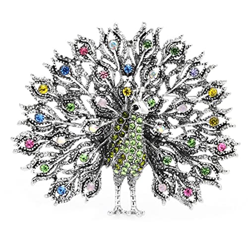 Cusstally Pins Broschen for Röcke Pullover Schal Revers Hut Mulitcolor Big Sparkling Peacock ES Pins for Frauen Schmuck Abzeichen Schal Schnalle Schmuck Geschenk (Color : Green) von Cusstally