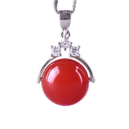 Cusstally Roter Achat Chalcedon 925 Silber Glücksperlen Anhänger Damen Halskette Geschenk von Cusstally