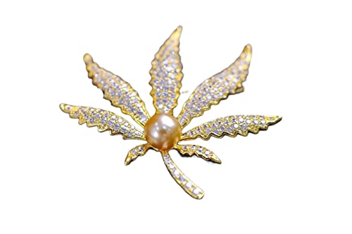 Cusstally Salzwasser-hellgoldene Perlenbrosche for Damen, feine Geschenke, runde Perlen, 8-9 mm, edle Schmuckbrosche Schmuck Geschenk von Cusstally