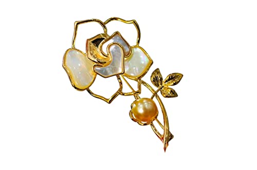 Cusstally Sea Light Golden Pearl Brosche, for Damen, runde Perle 8-9 mm Schmuck Accessoires Brosche Schmuck Geschenk von Cusstally