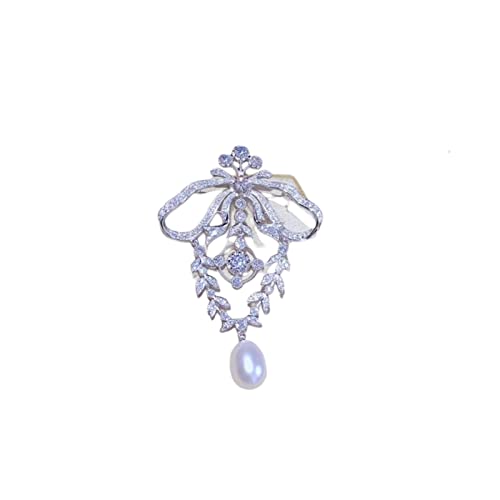 Cusstally Victoria Palace Süßwasserperlen Brosche 925 Sterling Silber mit Kubikzirkon Exquisiter Damenschmuck Schleifenbrosche Schmuck Geschenk Cusstally Victoria Palace Süßwasserperlen Brosche 925 Sterling Silber mit Kubikzirkon Exquisiter Damenschmuck Schleifenbrosche Schmuck Geschenk von Cusstally