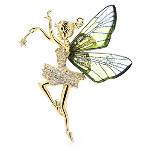 Cusstally Zubehör Brosche Abzeichen Pins Praktische Broschen Schmetterling ES for Frauen Lady Sehr Schönheit Magic Angel Party Office Pin Jahr Schmuck Schmuck Geschenk (Color : Green) von Cusstally
