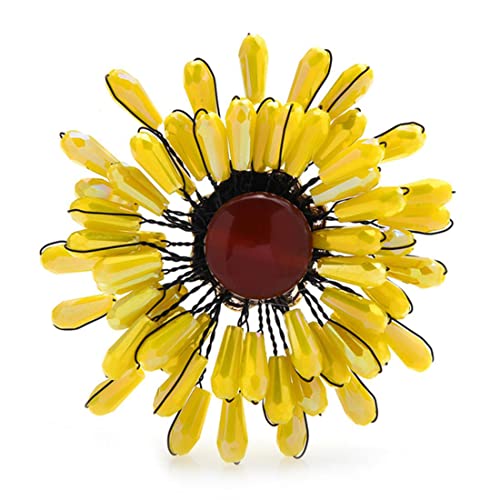 Erstellt Brosche Mode Pin Geschenk Frauen Kristall Natürliche Perle Blume ES for Frauen Handgemacht Blau Gelb Hochzeiten Party Pin Schmuck Geschenk (Color : Yellow) von Cusstally