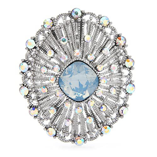 Frauen Schal Wrap Geschenk Schnalle Pin Handgemachte Accessoires Kristall Blume Broschen for Frauen Strass Runde Retro Büro Party Brosche Pin Schmuck Geschenk von Cusstally
