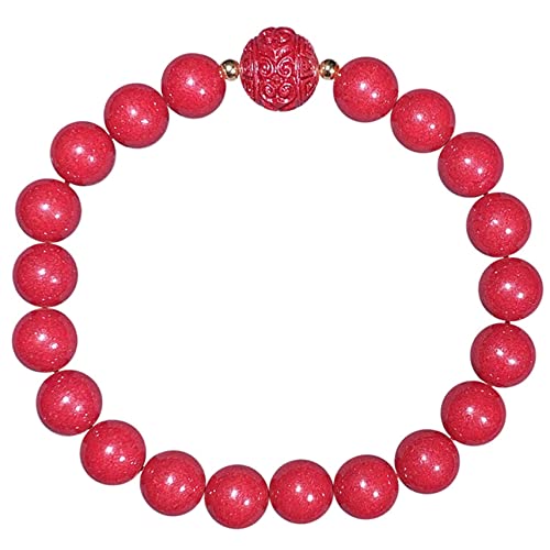 Natürliches Zinnober-Armband Armband Natürliches Edelstein-Armband Zinnober-Kristall-Armband 8 mm Perlen-Armband Glücksbringer-Armband for Frauen Männer Ining-Kristall-Chakra-Talisman for Reichtum Vie von Cusstally