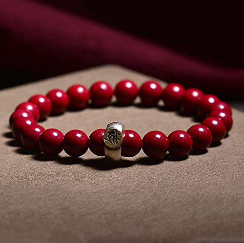 Natürliches Zinnober-Armband Feng Shui Amulett Armband Wohlstand Natürliches Lila Zinnober 925 Silber Heilkristall Abwehr Böse Geister Anziehen Glückliche Wohlhabende Liebe Armreif Geschenk for Frauen von Cusstally