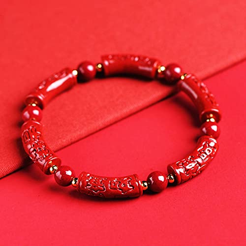 Natürliches Zinnober-Armband Feng Shui Armband Natürlicher Zinnober Ruyi Glücksperlen Armband Viel Glück for Frauen Glücksbringer Reiki Meditationsarmband Böses abwehren Talisman for Wohlstand Geld Me von Cusstally