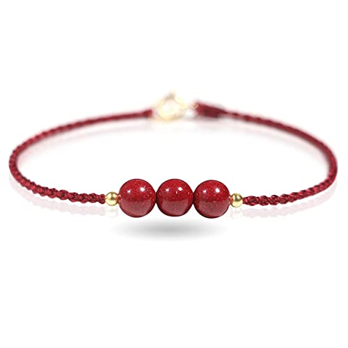 Natürliches Zinnober-Armband Feng Shui Armband Naturedelstein Armband Zinnober Kristall Armband 6mm Glücksbringer Armband for Damen Herren Reiki Heilkristall Chakra Meditation Amulett for Schutz,Rot,1 von Cusstally