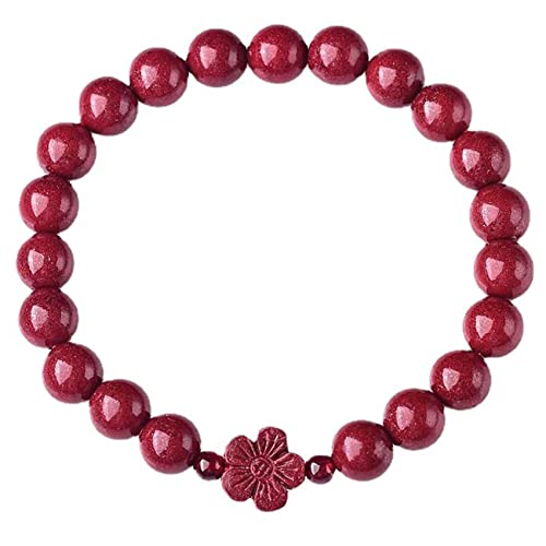Natürliches Zinnober-Armband Feng Shui Reichtum Armband Amulett Wohlstand Natürliches Lila Zinnober Reiki Heilung Chakra Meditation Attract Lucky Love Transfer Geschenk Armreif for Frauen/Männer,10mm von Cusstally