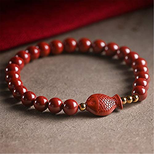 Natürliches Zinnober-Armband Feng Shui Reichtum Armband Natürliche Zinnober Buddha Perlen Amulett Stretch Armband Glücksbringer Roh Erz Attract Lucky Money Love Armreif Geschenk for Frauen,B ( Color : von Cusstally