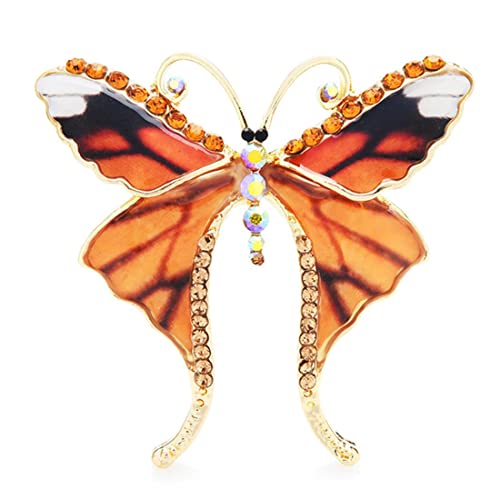 Pins Broschen for Röcke Pullover Schal Revers Hut Classic Butterfly ES Frauen Strass Insekt Hochzeiten Büro Pins Schmuck Geschenk (Color : Orange) von Cusstally