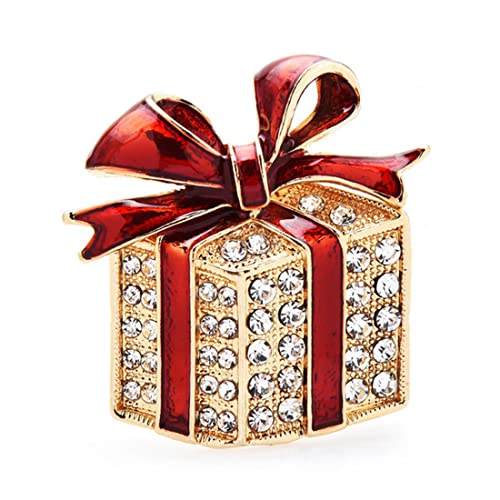 Pins Broschen for Röcke Pullover Schal Revers Hut Strass Emaille Box ES for Damen Herren Rot Grün Bowknot Casual Party Pin Schmuck Geschenk (Color : Red) von Cusstally