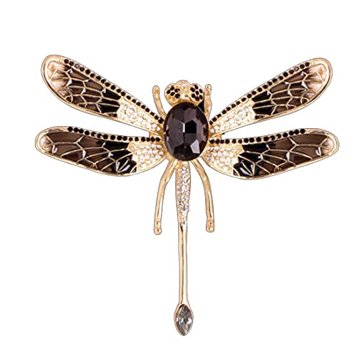 Zubehör Brosche Abzeichen Pins Praktische Broschen Große Emaille Libelle ES Frauen Übertreibung Strass Insekten Party Bankett Casual Pins Schmuck Geschenk (Color : Nero) von Cusstally