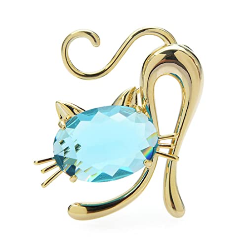 Zubehör Brosche Pins Praktische Broschen Crystal Running Cat ES for Frauen Blau Pink Pet Animal Party Office Pin Schmuck Geschenk (Color : Blue) von Cusstally