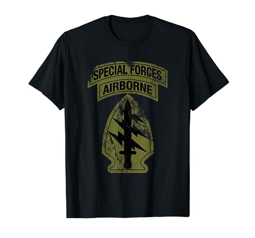 US Special Forces - SF Green Baret Patch & Tab OD Green T-Shirt von Custom Army Designs