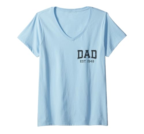 Damen Papa Est 1948 Benutzerdefinierter Vater Personalisierter Ehemann Vater Opa T-Shirt mit V-Ausschnitt Damen Papa Est 1948 Benutzerdefinierter Vater Personalisierter Ehemann Vater Opa T-Shirt mit V-Ausschnitt von Custom Dad Est. Fathers Day Jokes Dad Tax Birthday