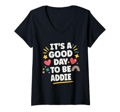 Damen Addie Personalized Retro Girls Custom Addie Name T-Shirt mit V-Ausschnitt Damen Addie Personalized Retro Girls Custom Addie Name T-Shirt mit V-Ausschnitt von Custom Gifts For Women Gift For ADDIE