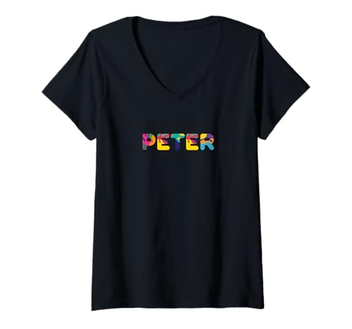 Damen Peters Name T-Shirt mit V-Ausschnitt Damen Peters Name T-Shirt mit V-Ausschnitt von Custom Name Apparel and More