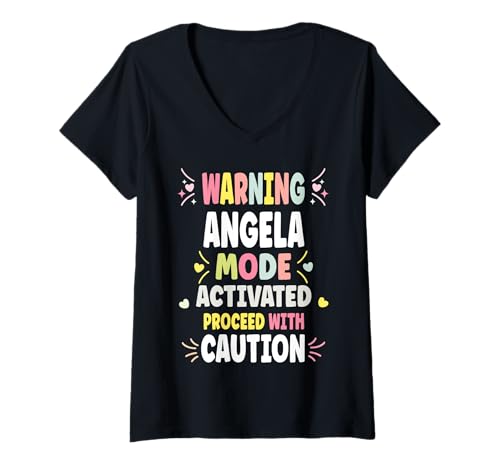 Damen ANGELA Personalized Women's Gift Custom ANGELA T-Shirt mit V-Ausschnitt von Custom T-shirt With ANGELA Name Birthday Gift