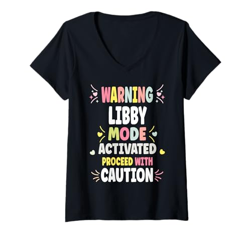 Damen Libby Personalized Women's Gift Custom Libby T-Shirt mit V-Ausschnitt von Custom T-shirt With LIBBY Name Birthday Gift