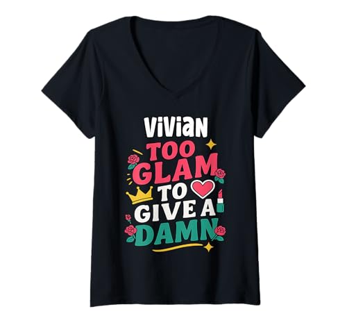 Damen Vivian Personalized Women's Gift Custom Vivian T-Shirt mit V-Ausschnitt Damen Vivian Personalized Women's Gift Custom Vivian T-Shirt mit V-Ausschnitt von Custom T-shirt With VIVIAN Name Birthday Gift