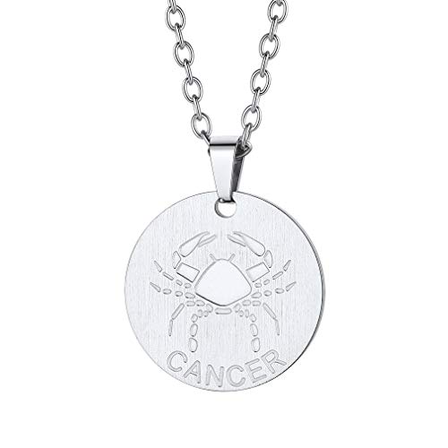 Custom4U 12 Sternbild Tierkreis Sternzeichen Edelstahl Anhänger mit Personalisiert Gravur, Dog Tag/Münzen en Sternzeichen Ketten Edelstahl Horoskop Sternzeichen Anhänger für Damne/Herren von Custom4U