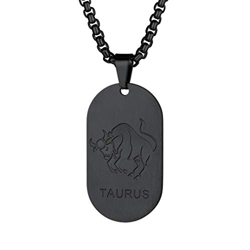 Custom4U 12 Sternbild Tierkreis Sternzeichen Edelstahl Anhänger mit Personalisiert Gravur, Dog Tag/Münzen en Sternzeichen Ketten Edelstahl Horoskop Sternzeichen Anhänger für Damne/Herren von Custom4U