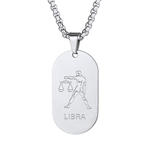 Custom4U 12 Sternbild Tierkreis Sternzeichen Edelstahl Anhänger mit Personalisiert Gravur, Dog Tag/Münzen en Sternzeichen Ketten Edelstahl Horoskop Sternzeichen Anhänger für Damne/Herren von Custom4U