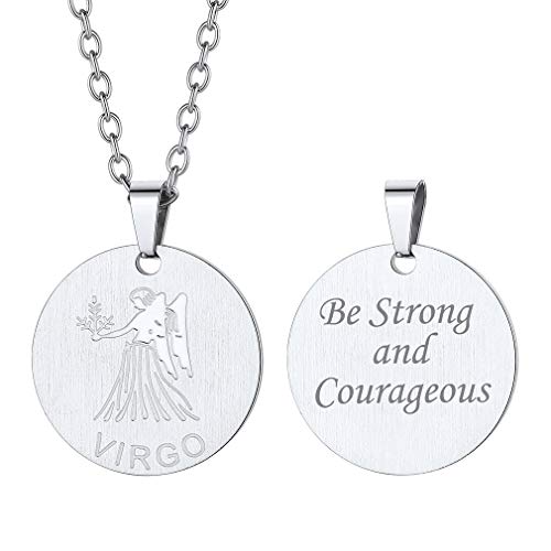 Custom4U 12 Sternbild Tierkreis Sternzeichen Edelstahl Anhänger mit Personalisiert Gravur, Dog Tag/Münzen en Sternzeichen Ketten Edelstahl Horoskop Sternzeichen Anhänger für Damne/Herren von Custom4U