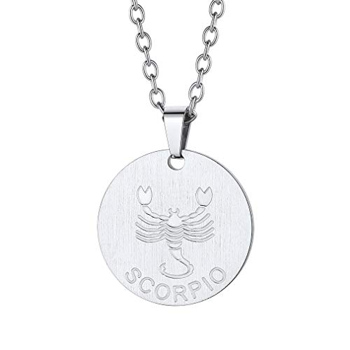 Custom4U 12 Sternbild Tierkreis Sternzeichen Edelstahl Anhänger mit Personalisiert Gravur, Dog Tag/Münzen en Sternzeichen Ketten Edelstahl Horoskop Sternzeichen Anhänger für Damne/Herren von Custom4U