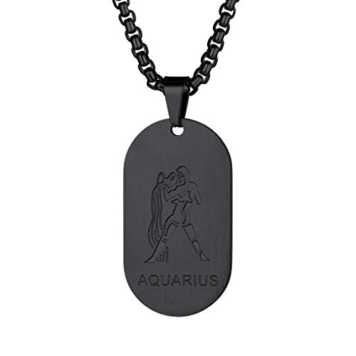Custom4U 12 Sternbild Tierkreis Sternzeichen Edelstahl Anhänger mit Personalisiert Gravur, Dog Tag/Münzen en Sternzeichen Ketten Edelstahl Horoskop Sternzeichen Anhänger für Damne/Herren von Custom4U