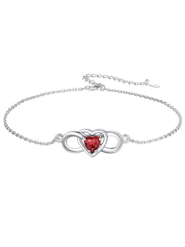 Custom4U 925 Silber Damen Frauen Infinity Fußkettchen 22cm+5cm einstellbare Herz Unendlichkeitszeichen Fußkette Armbänder Frauen Mädchen Zirkonia Sommer Strand Schmuck Accessoires von Custom4U