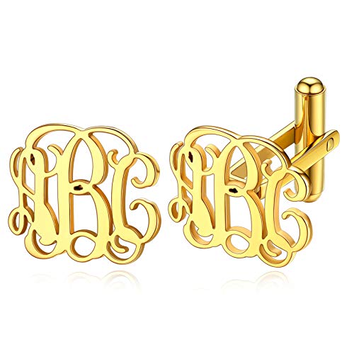 Custom4U Benutzerdefinierte 2X Manschettenknöpfe Herren mit Namegravur für Herren Männer 18K Vergoldet Männer Jungen Manschettenknöpfe Cufflinks Modeschmuck Geschenke von Custom4U