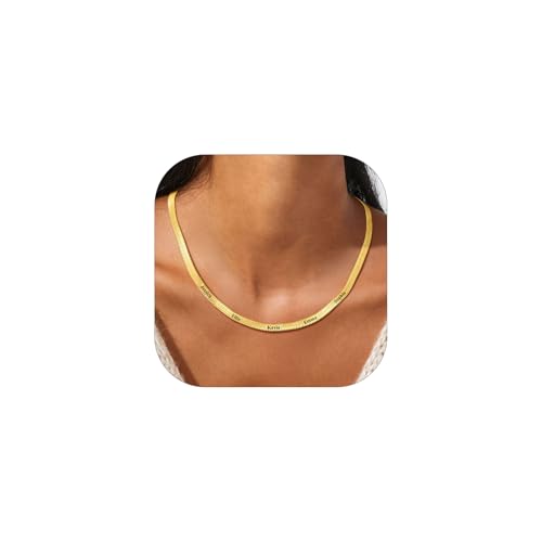 Custom4U Choker Kette Damen Mit 5 Namensgravur, Namenskette Personalisiert Gold Edelstahl Schlangenkette Schmuck Wasserfest Familienkette Muttertagsgeschenk von Custom4U