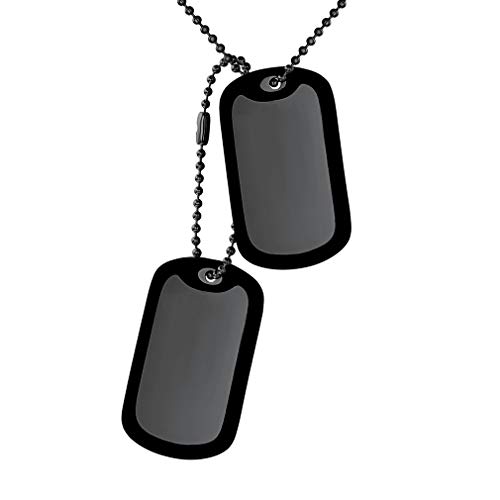 Custom4U 2 Stücke Dog Tag Herren Kette Edelstahl Militär Armee Erkennungsmarken Anhänger mit Silikon Hülle in Schwarz mit 60cm Kugelkette Geschenke für Vatertag Geburtstag Valentinstag von Custom4U