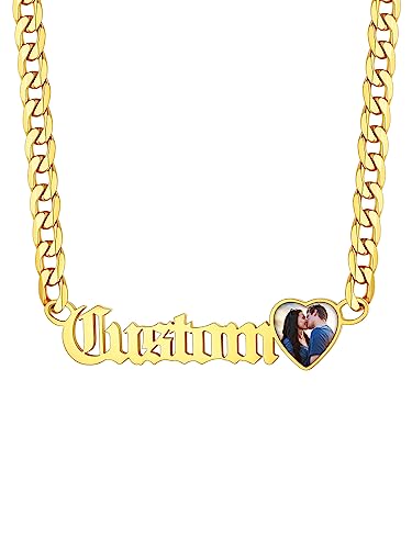 Custom4U Edelstahl Namenskette Personalisierte Herren Damen Halskette mit Namegravur/Fotogravur 46-76cm lang Namen Damenkette Gold Modeschmuck Accessoires von Custom4U