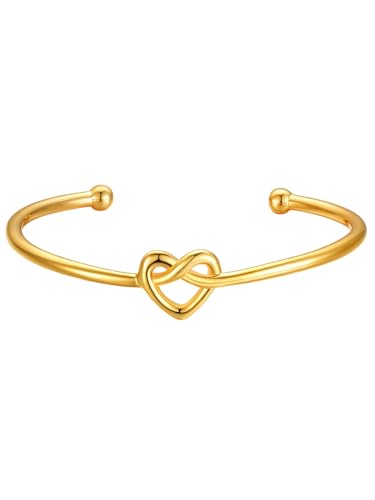 Custom4U Gold Tie the Knot Armreif für Mädchen–Personalisiert mit 2 Namen, Verstellbarer Armreif, Schmuckgeschenk für Mutter, Tochter oder beste Freundin von Custom4U