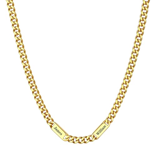 Custom4U Halskette Herren, Mit 2 Namensgravuren Edelstahl Goldkette Hip-Hop-Stil Geschenk Für Damen Mädchen Männer Jung Custom4U Halskette Herren, Mit 2 Namensgravuren Edelstahl Goldkette Hip-Hop-Stil Geschenk Für Damen Mädchen Männer Jung von Custom4U