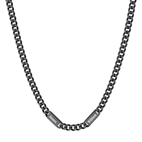 Custom4U Halskette Herren, Mit 2 Namensgravuren Edelstahl Schwarz Kette Hip-Hop-Stil Geschenk Für Damen Mädchen Männer Jung Custom4U Halskette Herren, Mit 2 Namensgravuren Edelstahl Schwarz Kette Hip-Hop-Stil Geschenk Für Damen Mädchen Männer Jung von Custom4U