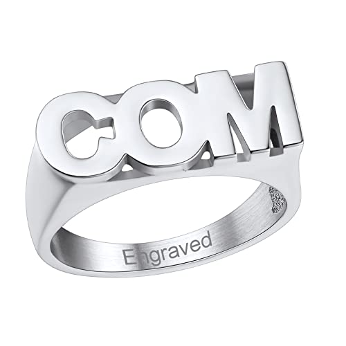 Custom4U Individueller Alphabet Ring Damen Herren A-Z 26 Buchstaben Fingerring mit Wunsch-Motiven Unisex Namensring Siegelring für Verlobungsring Hochzeitsring Ewigkeitsring von Custom4U